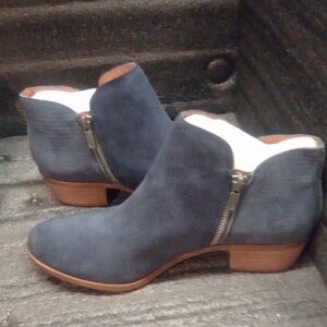 Women's Blue Suede Ankle Boots